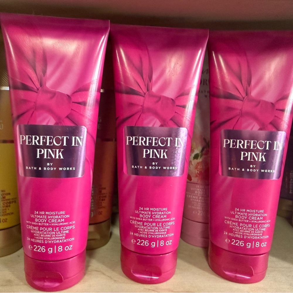 3 Bath & Body Works Perfect in Pink Body Cream - Vibrant Magenta